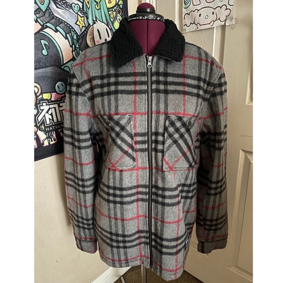 WESC Liam Shirt Jacket Grey Fleeced Lined Brand New - Picture 3 of 5